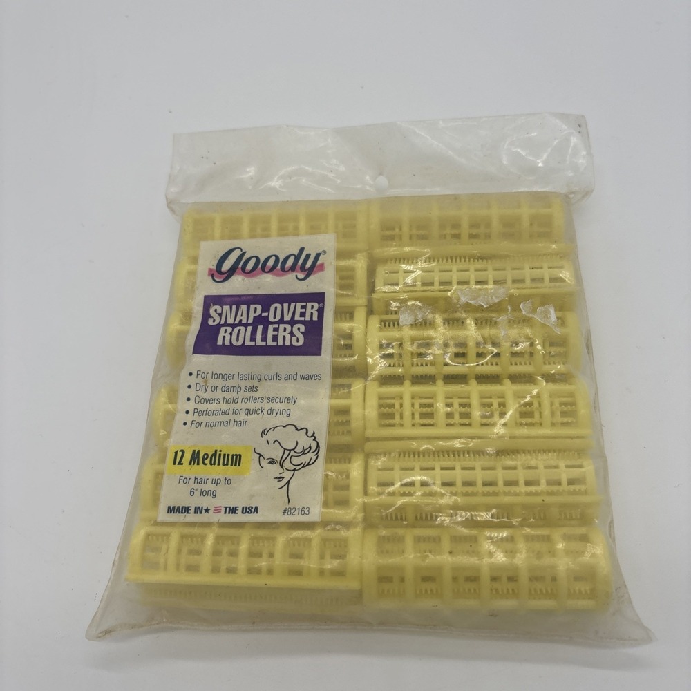 Vintage Goody Snap-Over Rollers 12 Medium Yellow New Old Stock Made in The USA‎